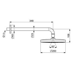Hansa BasicJet Kopfbrause, 1-strahlig, Ausladung 348mm, DN 15, Chrom, 44360100... HANSA-44360100 4057304013379 (Abb. 1)