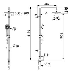 Hansa BasicJet Style Kopfbrause-Set, 3-strahlig, Ausladung 407mm, Chrom, 44380300... HANSA-44380300 4057304015953 (Abb. 1)