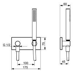 Hansa Living Handbrausegarnitur, Rosette eckig, Abgang rund, 1-strahlig, Chrom, 4443010... HANSA-44430100 4015474203464 (Abb. 1)