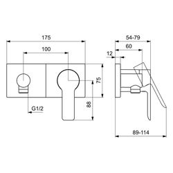 Hansa Ligna Einhebelmischer Fertigmontageset für Brausebatterie 4454 Rosette eckig 4.0 ... HANSA-44549583 4057304014864 (Abb. 1)
