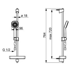 Hansa BasicJet Wandstangengarnitur Style 4477 1-strahlig Chrom... HANSA-44770111 4057304011078 (Abb. 1)