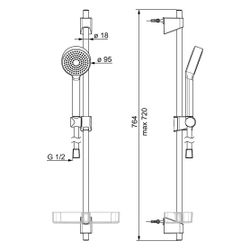 Hansa BasicJet Wandstangengarnitur 4478 1-strahlig Durchmesser 95mm DN15 Chrom... HANSA-44780113 4057304002472 (Abb. 1)