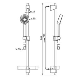 Hansa BasicJet Wandstangengarnitur, 3-strahlig, DN 15, Chrom, 44780133... HANSA-44780133 4057304002496 (Abb. 1)