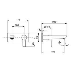Hansa Ligna Einhebel Waschtischarmatur Wandmontage, Ausladung 186mm, Ausladung 186mm, R... HANSA-44892133 4057304022326 (Abb. 1)