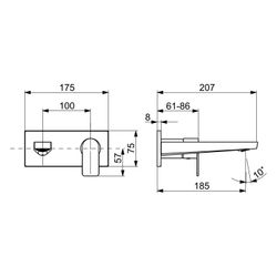 Hansa Stela Einhebel-Waschtischarmatur Wandmontage, Fertigmontageset, 185mm, Rosette ec... HANSA-44902133 4057304022340 (Abb. 1)