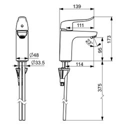 Hansa Clinica Einhebel-Waschtischbatterie, Bedienhebel lang, Ausladung 114mm, DN 15, Ch... HANSA-45022183 4057304013089 (Abb. 1)