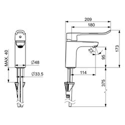 Hansa Clinica Einhebel-Waschtischbatterie, Bügel-/Bedienhebel lang, Ausladung 114mm, DN... HANSA-45022185 4057304018862 (Abb. 1)