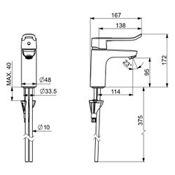 Hansa Clinica Einhebel-Waschtischbatterie, Bügel-/Bedienhebel lang, Ausladung 114mm, Ch... HANSA-45022186 4057304010545 (Abb. 1)