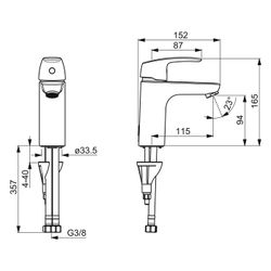 Hansa Pinto XL Einhebel-Waschtischbatterie, Ausladung 115mm, DN 15, Chrom, 45022283... HANSA-45022283 4057304003073 (Abb. 1)