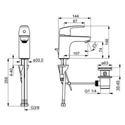 Hansa Pinto Einhebel-Waschtischbatterie, Zugstangen-Ablaufgarnitur, Ausladung 107mm, DN... HANSA-45042283 4057304003035 (Abb. 1)