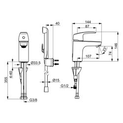 Hansa Pinto Einhebel-Waschtischbatterie, Ausladung 107mm, DN 15, Chrom, 45052283... HANSA-45052283 4057304003080 (Abb. 1)