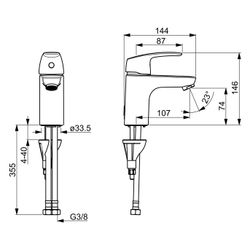Hansa Pinto Einhebel-Waschtischbatterie, Ausladung 107mm, DN 15, Chrom, 45062283... HANSA-45062283 4057304003066 (Abb. 1)