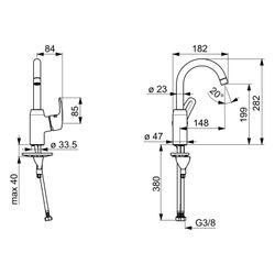 Hansa Pinto Einhebel-Waschtischbatterie, Ausladung 148mm, DN 15, Chrom, 45092283... HANSA-45092283 4057304003103 (Abb. 1)