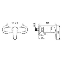 Hansa Pinto Einhebel-Brausebatterie, Ausladung 54mm, DN 15, Chrom, 45120163... HANSA-45120163 4057304004346 (Abb. 1)