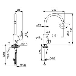 Hansa Pinto Einhebelmischer Küchenarmatur mit Spülmaschinenventil 4514 Ausladung 213mm ... HANSA-45142283 4057304003141 (Abb. 1)