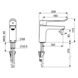 Hansa Clinica Einhebel-Waschtischbatterie, Bügel-/Bedienhebel lang, Ausladung 150mm, DN... HANSA-45232185 4057304018879 (Abb. 1)