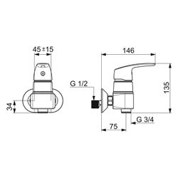 Hansa Pinto Einhebel-Brausebatterie, 45cc, DN 15, Chrom, 45692183... HANSA-45692183 4057304009228 (Abb. 1)