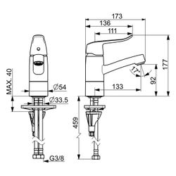 Hansa Care Einhebel-Waschtischbatterie Bedienhebel lang, Ausladung 133mm, DN 15, Chrom,... HANSA-46152206 4057304010781 (Abb. 1)