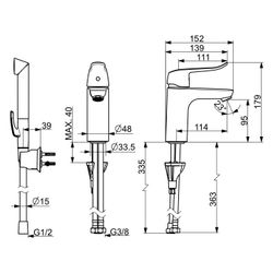 Hansa Care Einhebel-Waschtischbatterie, Bedienhebel lang, 1-strahlig, Ausladung 114mm, ... HANSA-46282206 4057304010774 (Abb. 1)