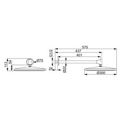 Hansa Aurelia Kopfbrause 1-strahlig, rund, D 300mm, mit Kugelgelenk, Chrom, 47260300... HANSA-47260300 4057304020636 (Abb. 1)