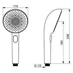 Hansa Aurelia Handbrause 3-strahlig, 110mm, mit Anti-Kalk-Technik, Stahl gebürstet, 4... HANSA-4733010080 4057304021343 (Abb. 1)