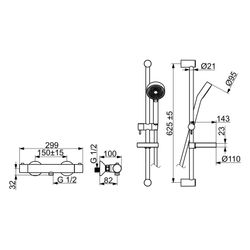 Hansa Unita Brausebatterie mit Brausegarnitur 4813 1-strahlig DN15 Chrom... HANSA-48130121 4015474257504 (Abb. 1)