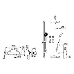 Hansa Unita Brausebatterie mit Brausegarnitur 4813 3-strahlig DN15 Chrom... HANSA-48130131 4015474257511 (Abb. 1)