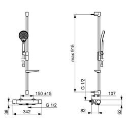 Hansa Optima Brausebatterie, Wandmontage, Thermostat, 3-strahlig, Chrom, 48130331... HANSA-48130331 4057304018183 (Abb. 1)
