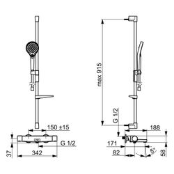 Hansa Optima Wannen- und Brausearmatur, 110mm, Thermostat, 3-strahlig, Messing, Chrom, ... HANSA-48372331 4057304018190 (Abb. 1)