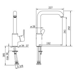 Hansa Primo Einhebel-Küchenarmatur, Ausladung 192mm, DN 15, Chrom, 49202203... HANSA-49202203 4015474274921 (Abb. 1)