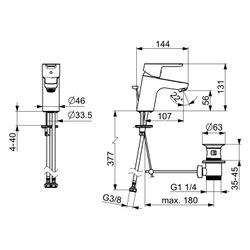 Hansa Primo Einhebel-Waschtischbatterie, Zugstangen-Ablaufgarnitur, Ausladung 107mm, DN... HANSA-49402203 4015474253988 (Abb. 1)