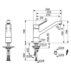 Hansa Primo Einhebel-Küchenarmatur, Niederdruck, Kupferrohr, Ausladung 210mm, DN 15, Ch... HANSA-49491103 4015474268289 (Abb. 1)