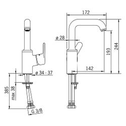 Hansa Primo Einhebel-Waschtischbatterie, Ausladung 142mm, DN 15, Chrom, 49552203... HANSA-49552203 4015474274907 (Abb. 1)