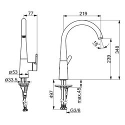 Hansa Designo Style Einhebel-Küchenarmatur, Ausladung 200mm, DN 15, Chrom, 51012283... HANSA-51012283 4057304007033 (Abb. 1)