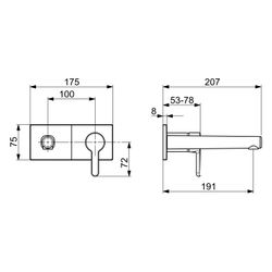 Hansa Designo Style Einhebel-Waschtischarmatur, Wandmontage, Rosette eckig, 191mm Ausla... HANSA-51092133 4057304022364 (Abb. 1)