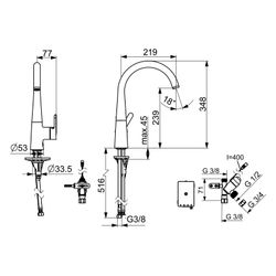 Hansa Designo Einhebelmischer Küchenarmatur mit Spülmaschinenventil Style 5138 3V Ausla... HANSA-51382283 4057304007071 (Abb. 1)