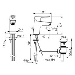 Hansa Polo Einhebel-Waschtischbatterie, Kupferrohr, Zugstangen-Ablaufgarnitur, Ausladun... HANSA-51402193 4057304005343 (Abb. 1)