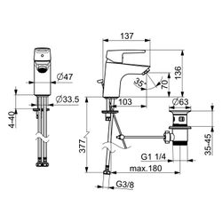 Hansa Polo Einhebel-Waschtischbatterie, Zugstangen-Ablaufgarnitur, Ausladung 103mm, DN ... HANSA-51402293 4057304002779 (Abb. 1)
