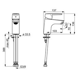 Hansa Polo Eco Einhebel-Waschtischbatterie, Ausladung 103mm, 4,2l/min, DN 15, Chro... HANSA-5142229300056 4057304018381 (Abb. 1)