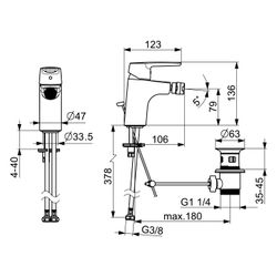 Hansa Polo Einhebel-Bidetbatterie, Zugstangen-Ablaufgarnitur Ausladung 106mm, DN 15, Ch... HANSA-51433293 4057304004018 (Abb. 1)