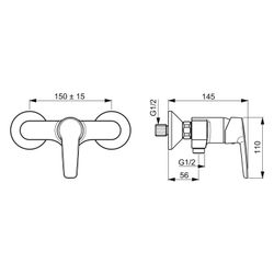 Hansa Polo Einhebel-Brausebatterie, Ausladung 56mm, DN 15, Chrom, 51450163... HANSA-51450163 4057304004025 (Abb. 1)