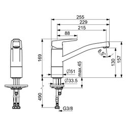 Hansa Polo Einhebel-Küchenarmatur, Standmontage, Kaltstartfunktion, 215mm Ausladun... HANSA-5148229300676 4057304002885 (Abb. 1)