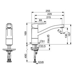 Hansa Polo Einhebel-Küchenarmatur, Ausladung 216mm, DN 15, Chrom, 51482293... HANSA-51482293 4057304002854 (Abb. 1)