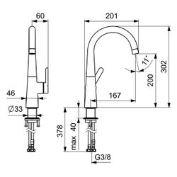 Hansa Designo Style Einhebel-Waschtischbatterie, Ausladung 167mm, DN 15, Chrom... HANSA-51492293 4057304015090 (Abb. 1)