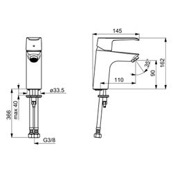 Hansa Polo Einhebel-Waschtischbatterie, Bügelhebel, Ausladung 110mm, Chrom, 51522286... HANSA-51522286 4057304015632 (Abb. 1)