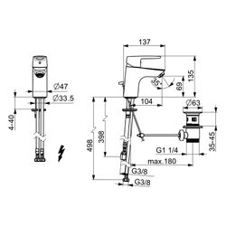 Hansa Polo Einhebel-Waschtischbatterie, Niederdruck, Kupferrohr, Zugstangen-Ablaufgarni... HANSA-51531193 4057304002809 (Abb. 1)