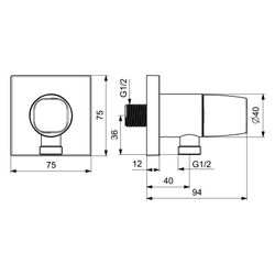 Hansa Living Wandanschlussbogen 5157 Rosette eckig G1/2 DN15 Chrom... HANSA-51570162 4057304007989 (Abb. 1)