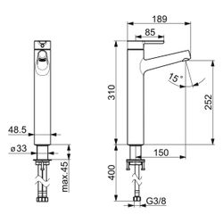 Hansa Designo Einhebelmischer Waschtischbatterie Style 5169 Ausladung 150mm DN15 Chrom... HANSA-51692283 4057304006371 (Abb. 1)