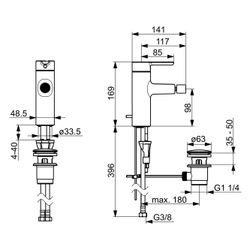 Hansa Designo Style Einhebel-Bidetbatterie, Ausladung 117mm, DN 15, Zugstangen-Ablaufga... HANSA-51733283 4057304006715 (Abb. 1)