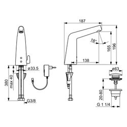 Hansa Designo Style Waschtischbatterie, 9/12V, Ausladung 138mm, DN 15, Chrom, 51792221... HANSA-51792221 4057304006593 (Abb. 1)